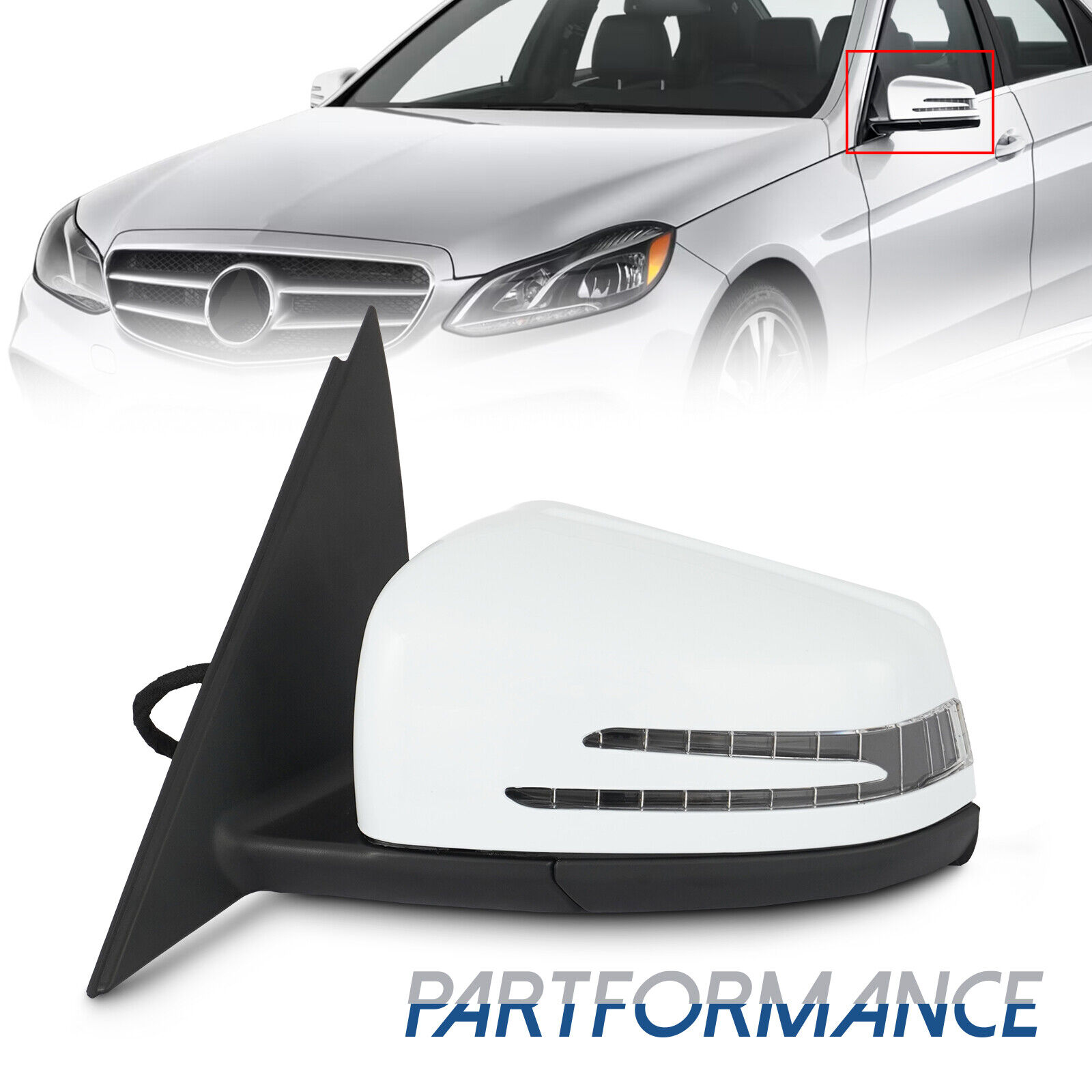 White Left Driver Side Mirror fits for Mercedes C250 C300 C350 2011 2012 2013 14