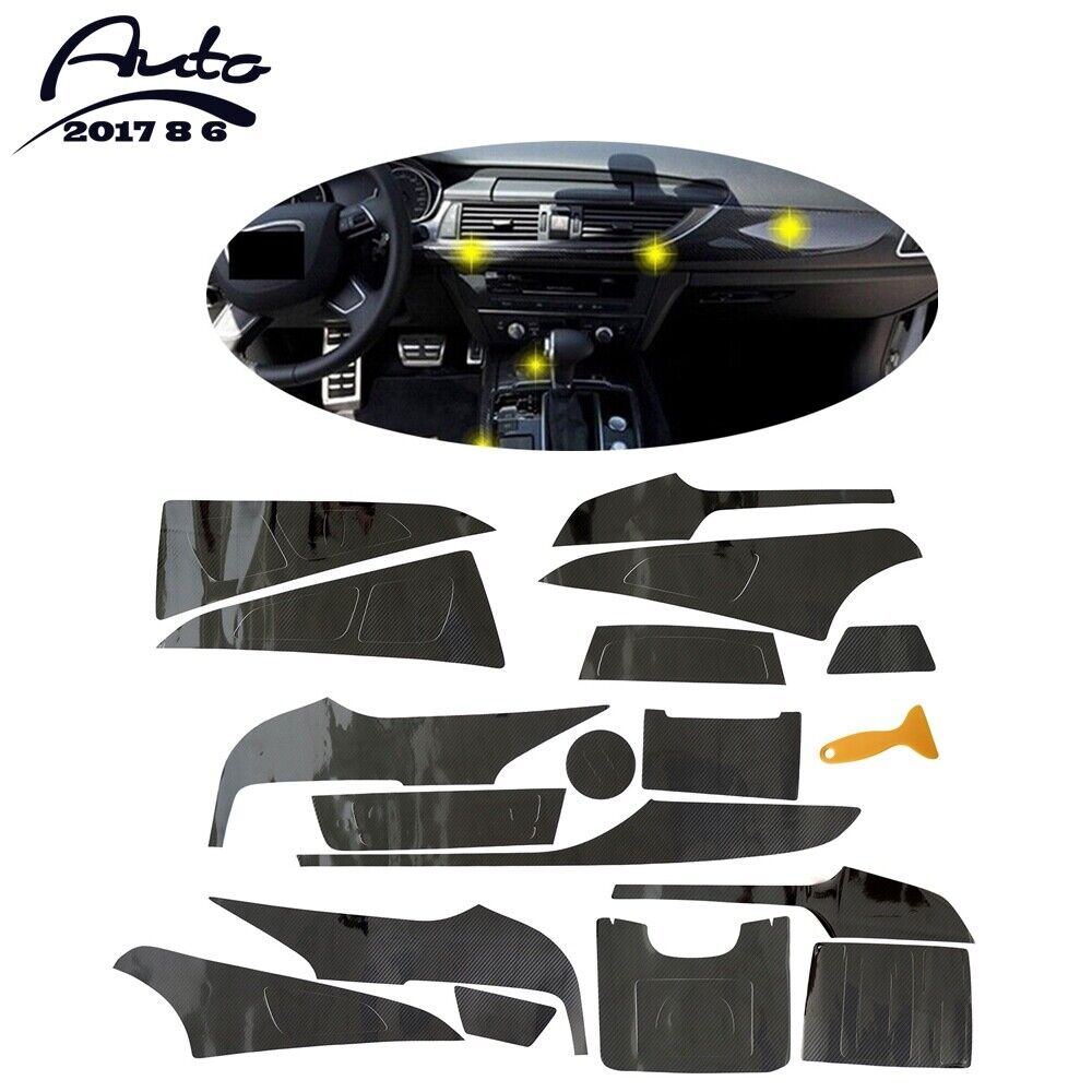 For Audi A6 C7 2012-2017 5D Carbon Fiber Pattern Interior DIY Trim Decals