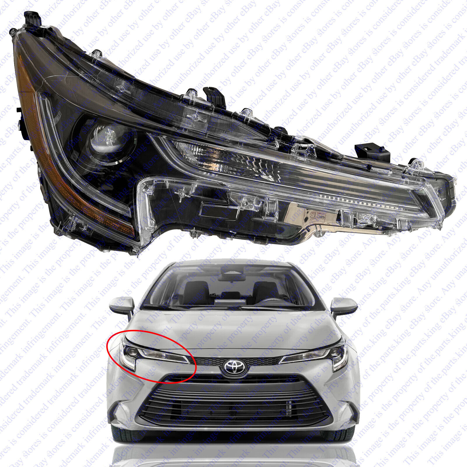 For 2023 2024 Toyota Corolla LE LED Headlight Lamp Assembly Right Passenger Side