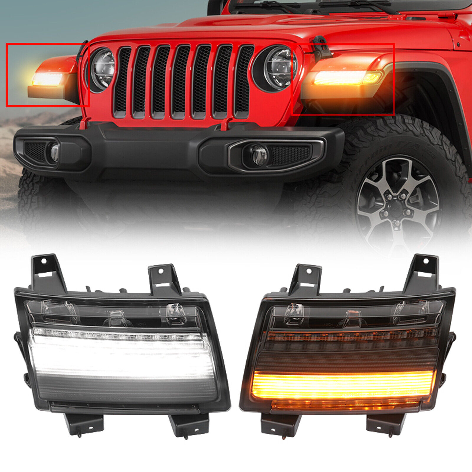 Sequential LED Turn Signal Lights For Jeep Wrangler JL 18-23 & Gladiator JT 20+