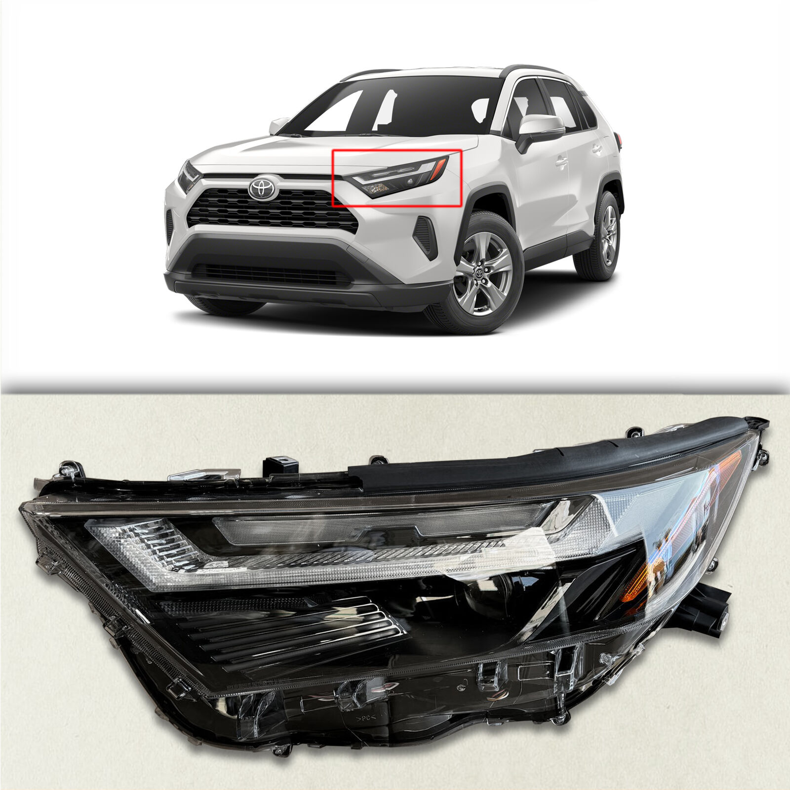 Headlight Assembly for 2022 2023 2024 Toyota RAV4 Dual LED Left Driver TO2502315