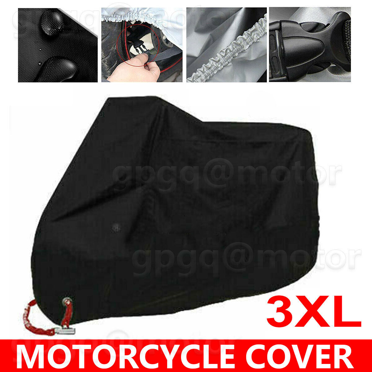 Motorcycle Cover Black 3XL Waterproof Bike Outdoor Rain Dust UV Protector US