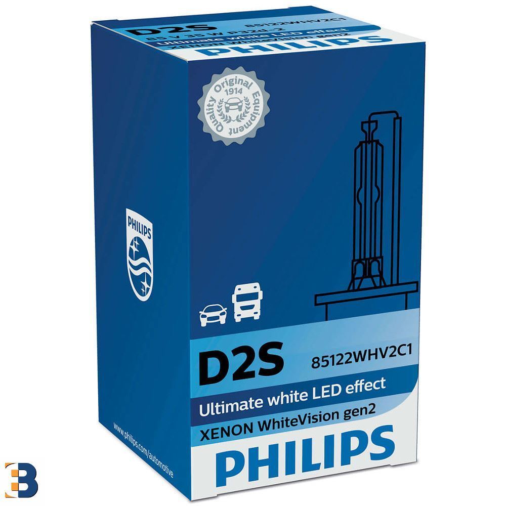 Philips D2S Xenon WhiteVision gen2 HID Headlight Bulb 85122WHV2C1 5000K (Single)