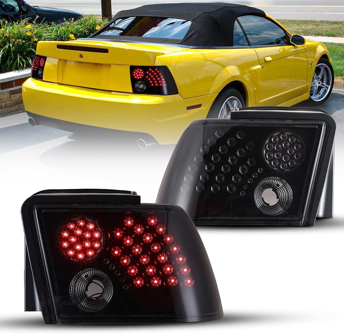 For 1999 2000 2001 2002 2003 2004 Ford Mustang LED Tail Lights Lamps Left+Right