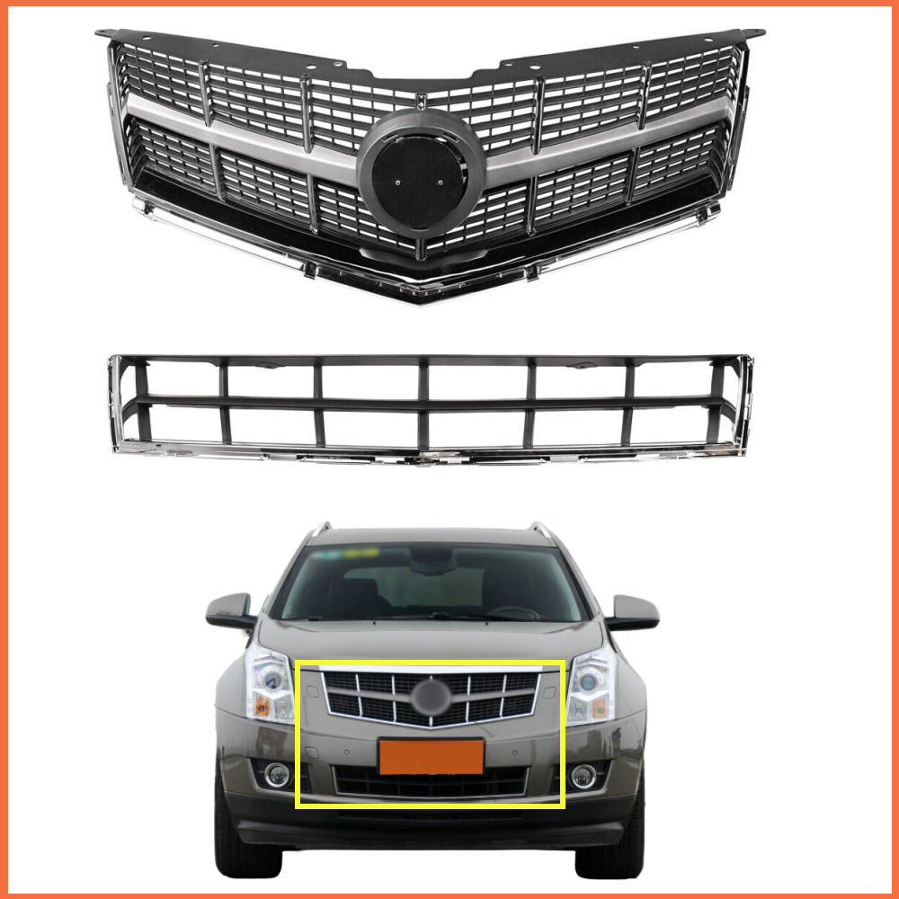 For 2010-2012 Cadillac SRX Upper & Lower Bumper Grille Kit 25778321 25778326
