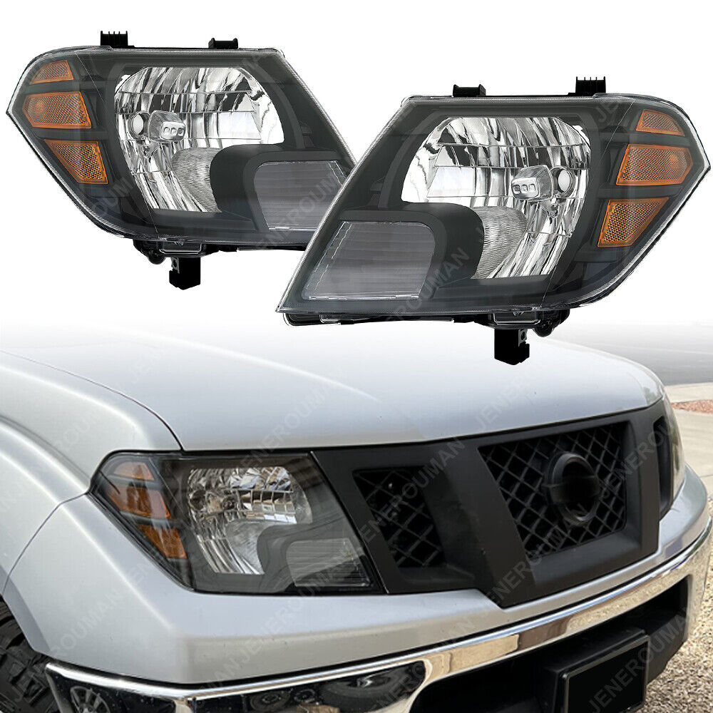 Black Pair Headlight For 09-21 Nissan Frontier Headlamp Head Light Lamp W/O bulb
