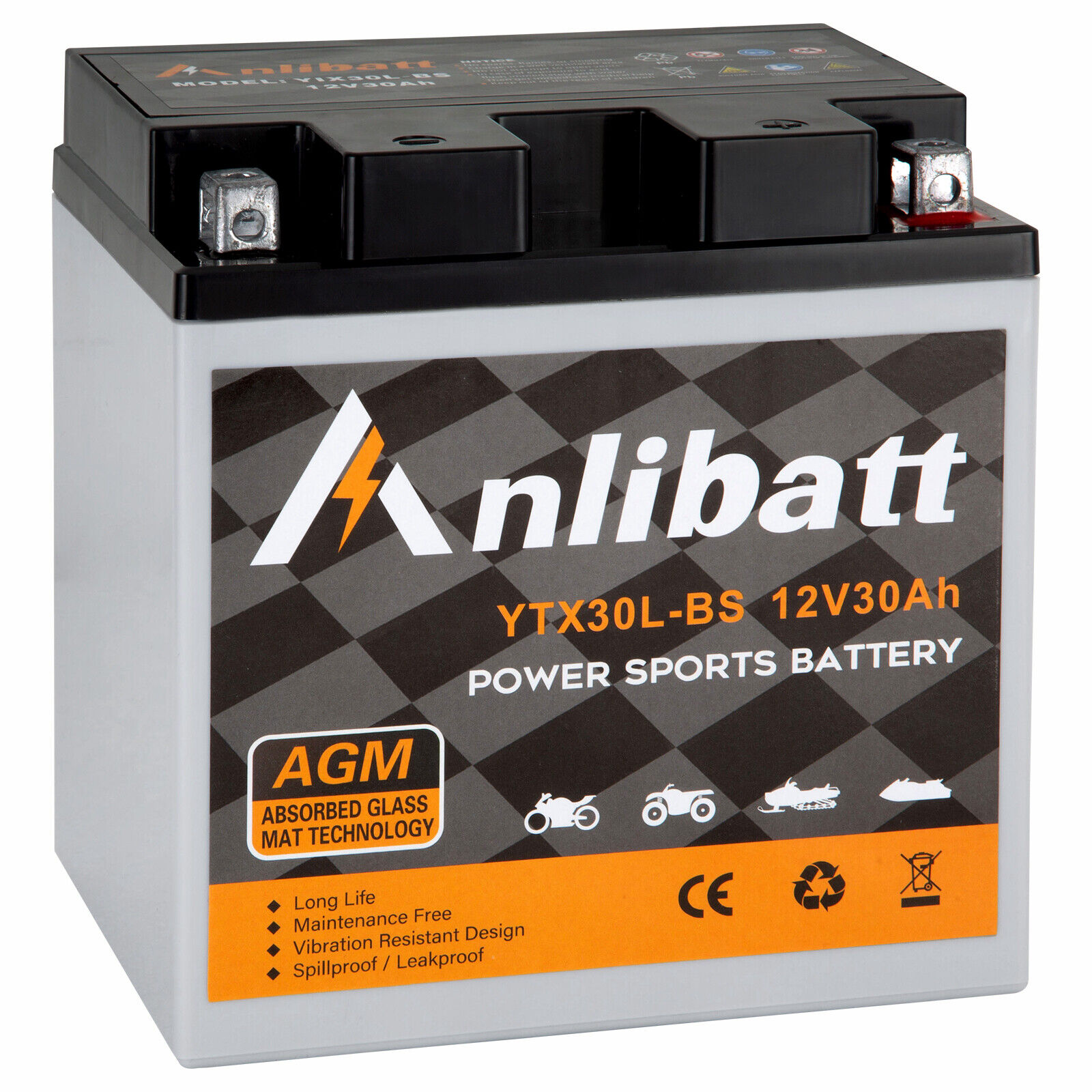 YTX30L-BS Motorcycle Sealed AGM Battery Replacement for Yuasa Factory 12V 30AH