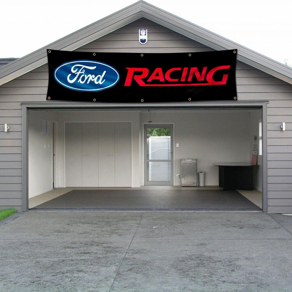 Ford Logo Banner Flag 2x8Ft Car Truck Racing Show Garage Wall Workshop Advertise