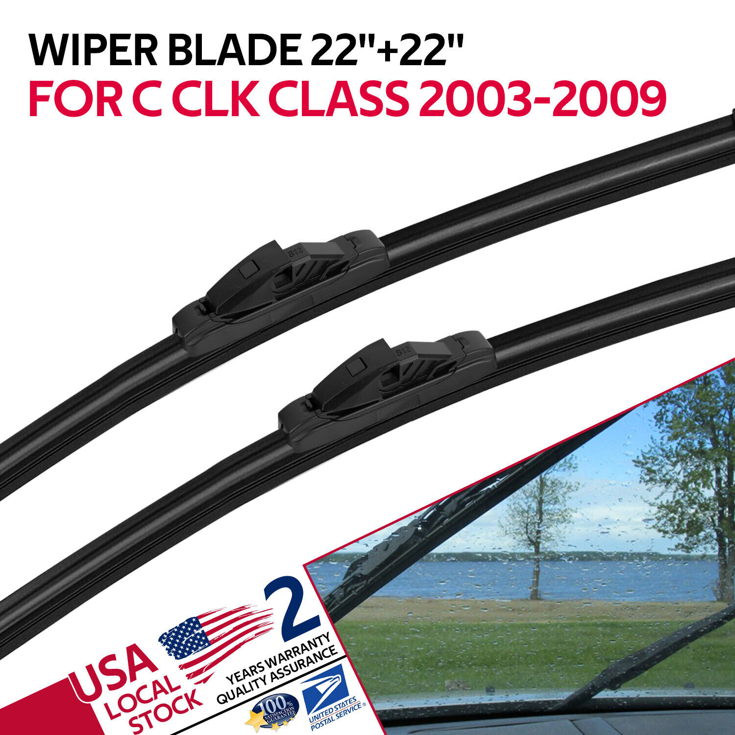 OEM Windshield Wiper Blade Set of 2×22inch Fits For Mercedes-Benz C CLK Class US