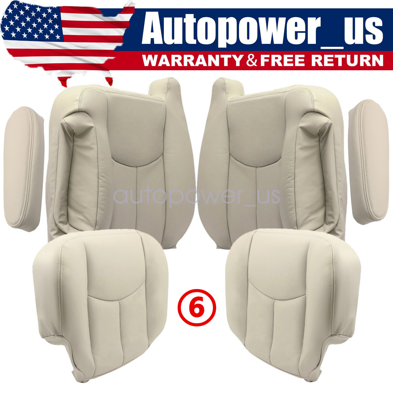 Fits 03-06 Chevy Tahoe GMC Yukon Both Side Leather Replacement Seat Cover Tan