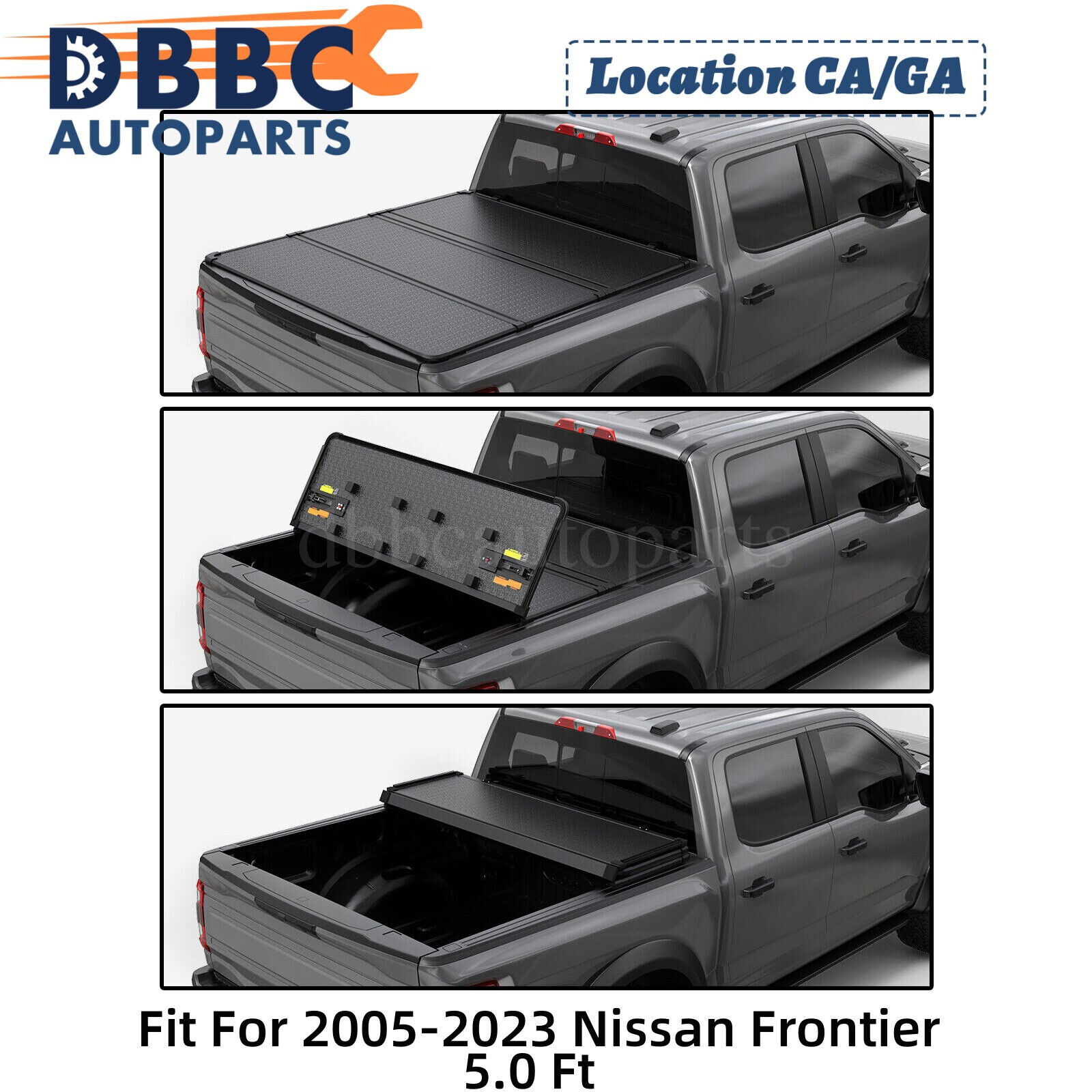 5ft 3Fold Hard Truck Bed Tonneau Cover W/LED For 2005-2023 Nissan Frontier 400LB