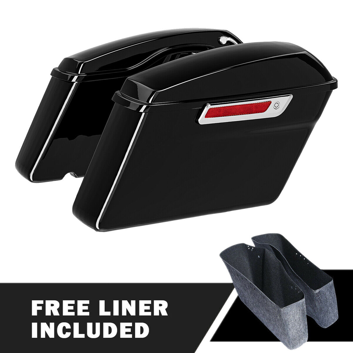 Vivid Black Saddlebags W/ Latches Fit For Harley Touring Road Street Glide 93-13