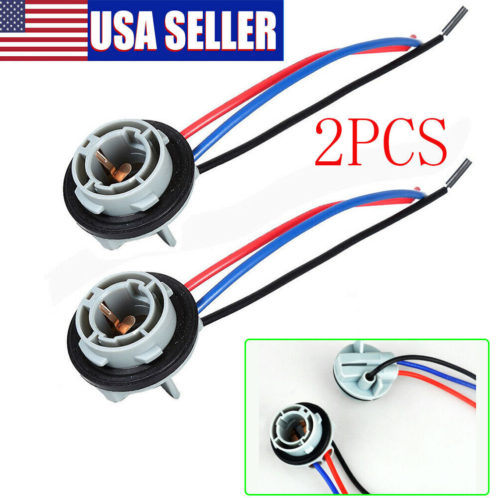 2PCS 1157 2357 LED Pig Tail Plug Stop Brake Turn Light Bulb Socket Harness Wire