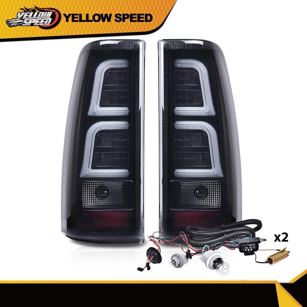 Fit For 1999-2006 Chevy Silverado LED Tail Lights Lamps Left+Right Black Smoke