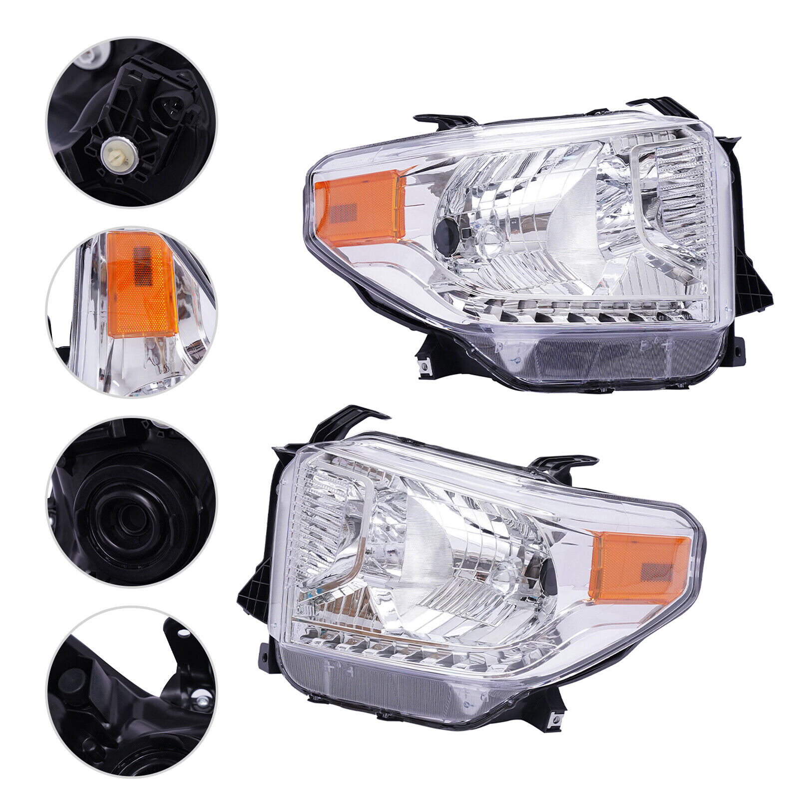 1 Pair Halogen Headlights Set For 2014 2015 2016 2017 Toyota Tundra Headlamps