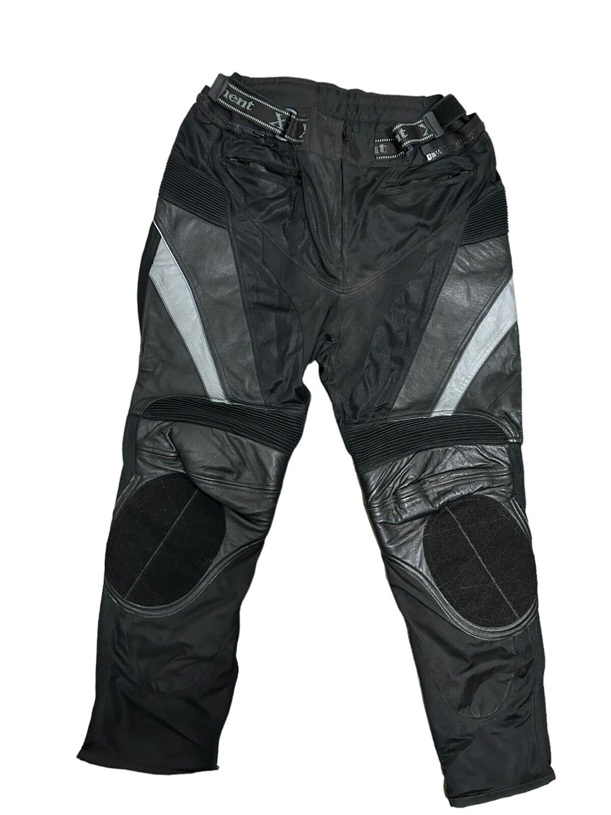 Xelement Men\'s 38 Black Premium Leather Motorcycle Over Pants Zippers Pads