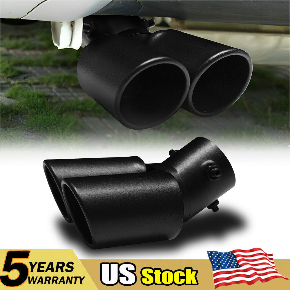 Black Stainless Steel Dual Exhaust Tip Fits 1.5-2.4\