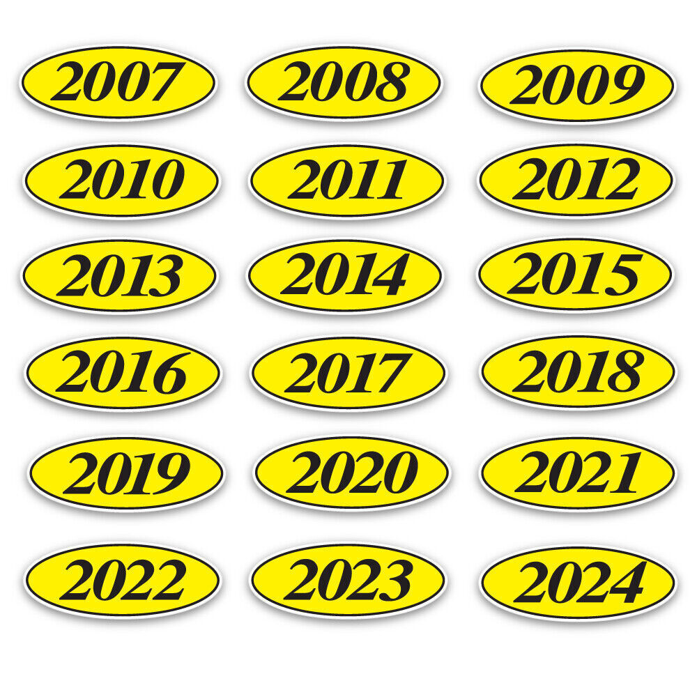 Oval Model Year Stickers, Car Dealership Windshield Stickers