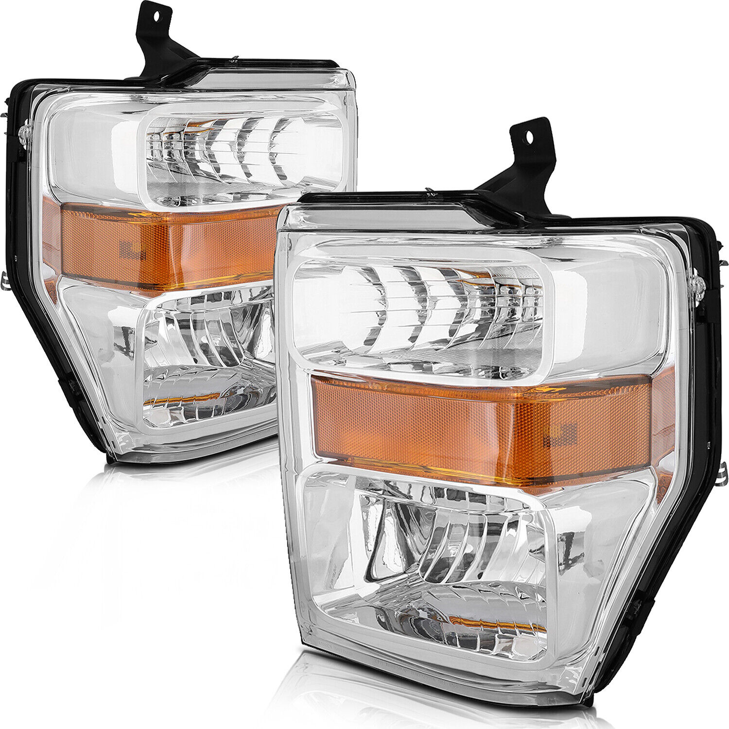 Headlight Assembly For 2008-2010 Ford F250 F350 F450 Super Duty Chrome Headlamp