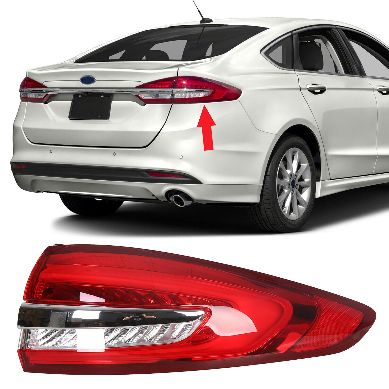 HECASA For 2017-2020 Ford Fusion Passenger Right Side Tail Lamp Light LED