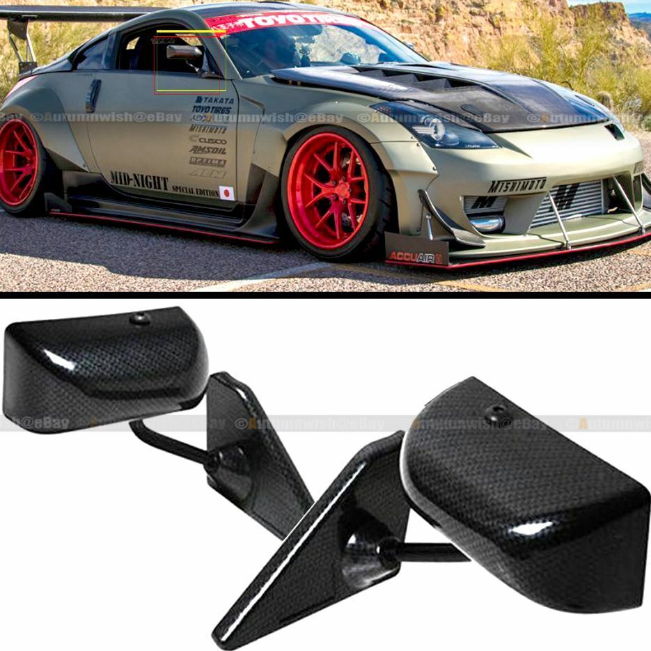 For 90-96 Nissan 300ZX F1 Style Manual Adj Carbon Painted Side View Mirror