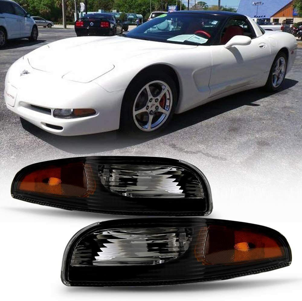Fit 1997-2004 Chevrolet Corvette Black Bumper Signal Parking Lights L+R 97-04