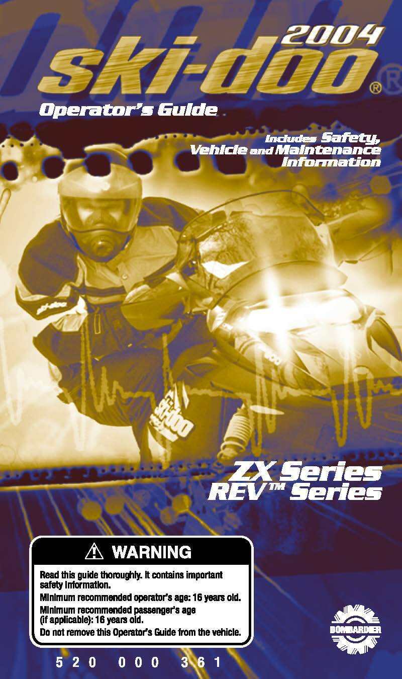 Ski-Doo Owners Manual Book Guide ZX & REV 2004 LEGEND SPORT GT 600 R