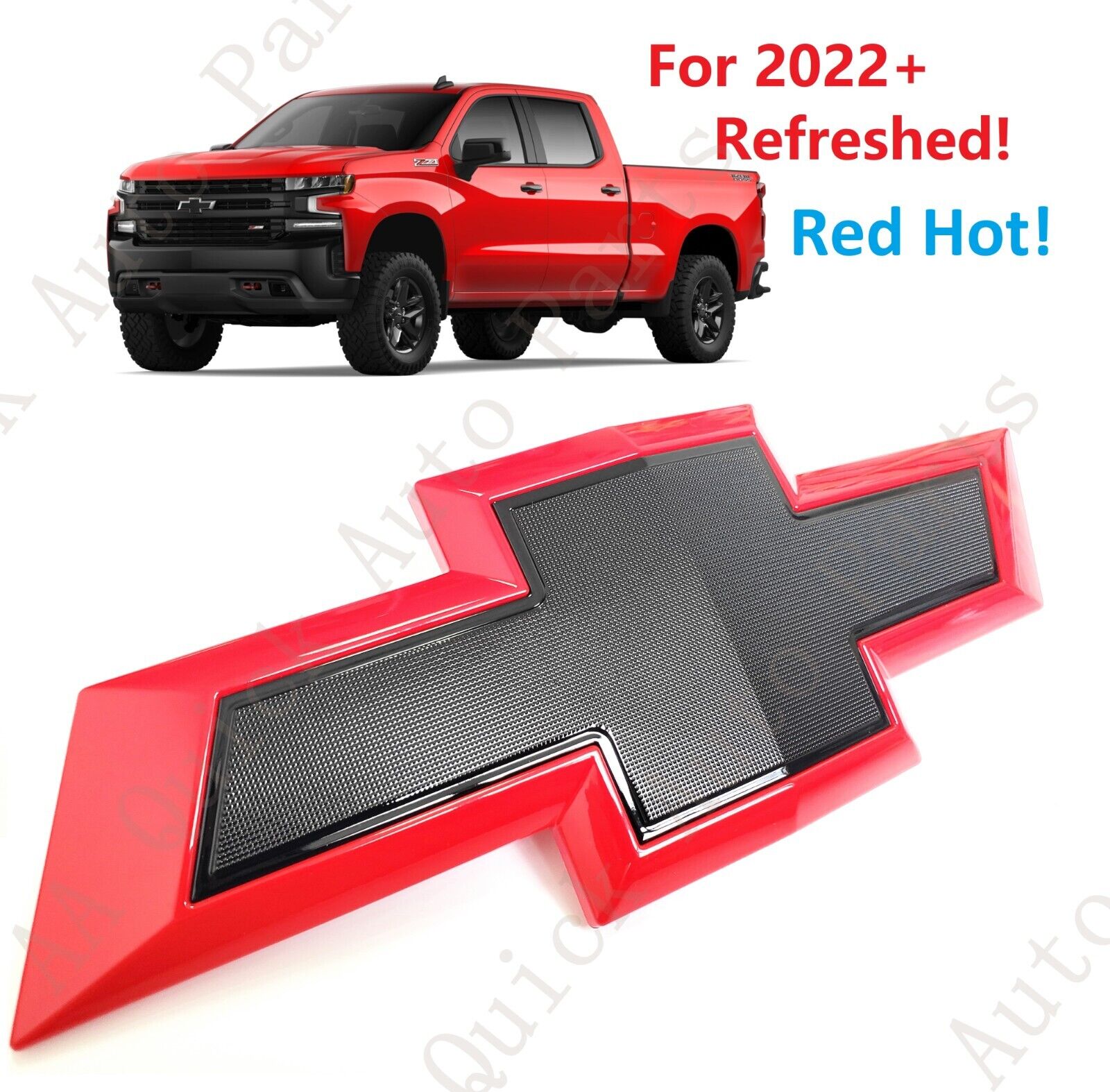 Front Gloss Red Black Bowtie Emblem 2022-2024 Refreshed Chevy Silverado 1500