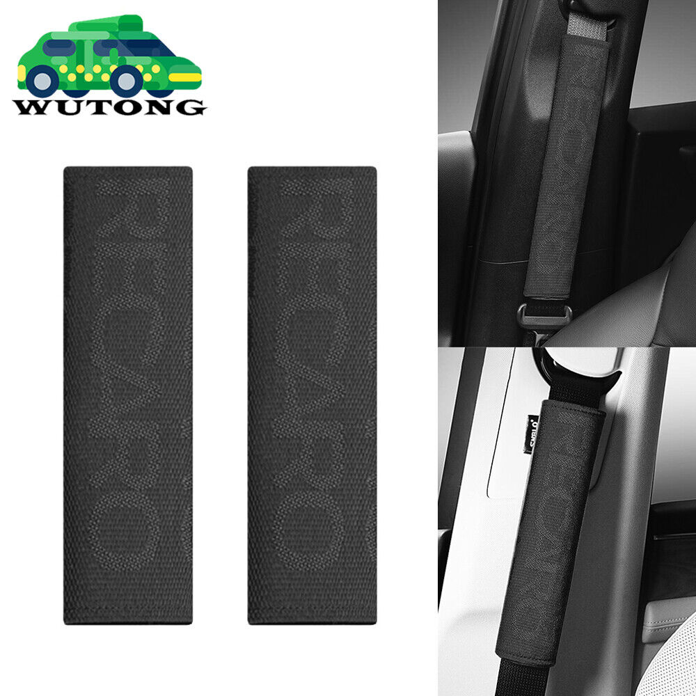 2PCS JDM Recaro Black Fabric Seat Belt Cover Shoulder Pads Racing Seat Material