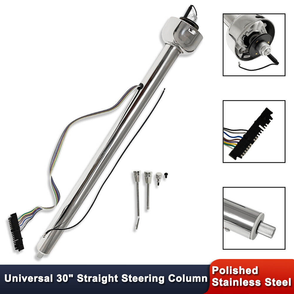 Universal Polished 30 Inch Stainless Steel Straight Steering Column