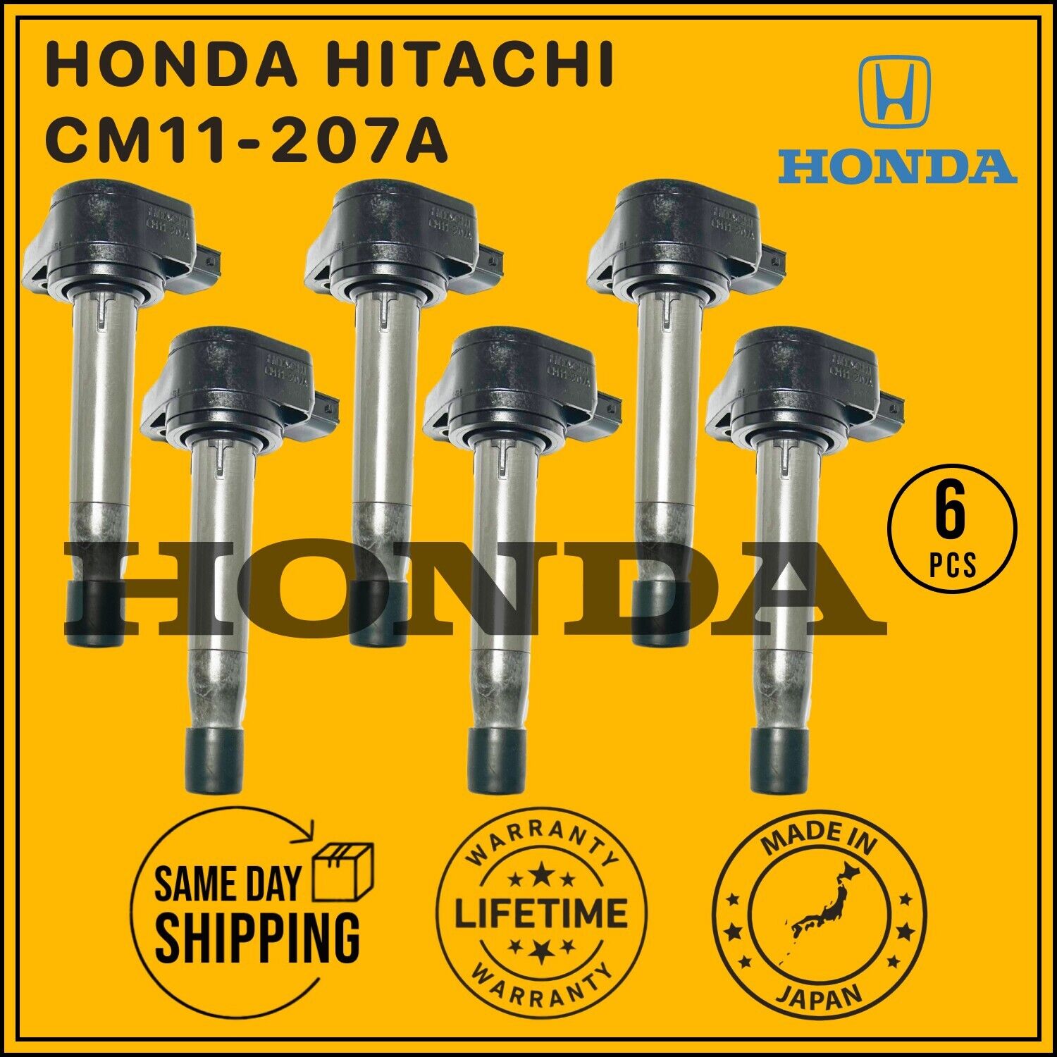 CM11-207A OEM Hitachi x6 Ignition Coils For 99-2010 Honda Odyssey Accord CL 3.5L