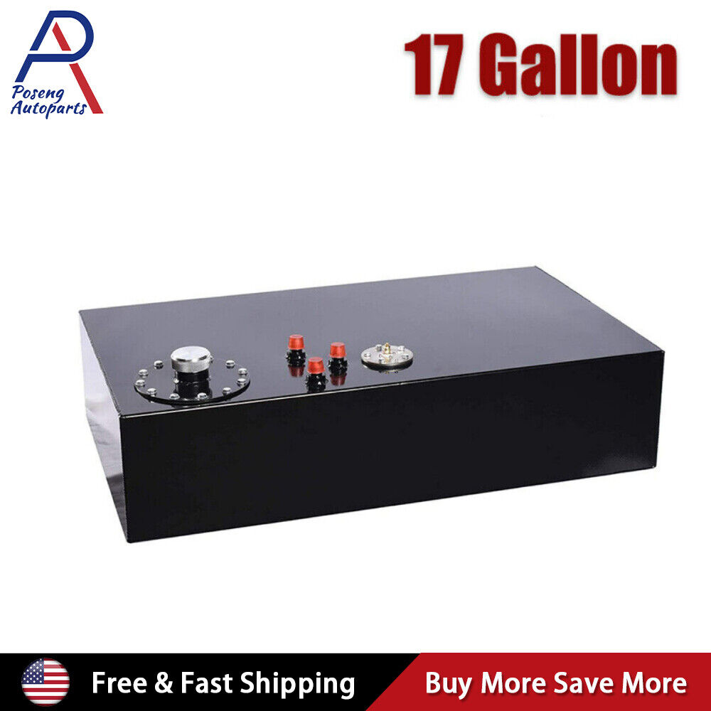 17 Gallon/64L Street Rod Aluminum Race Fuel Cell Gas Tank w/ Cap & Level Sender