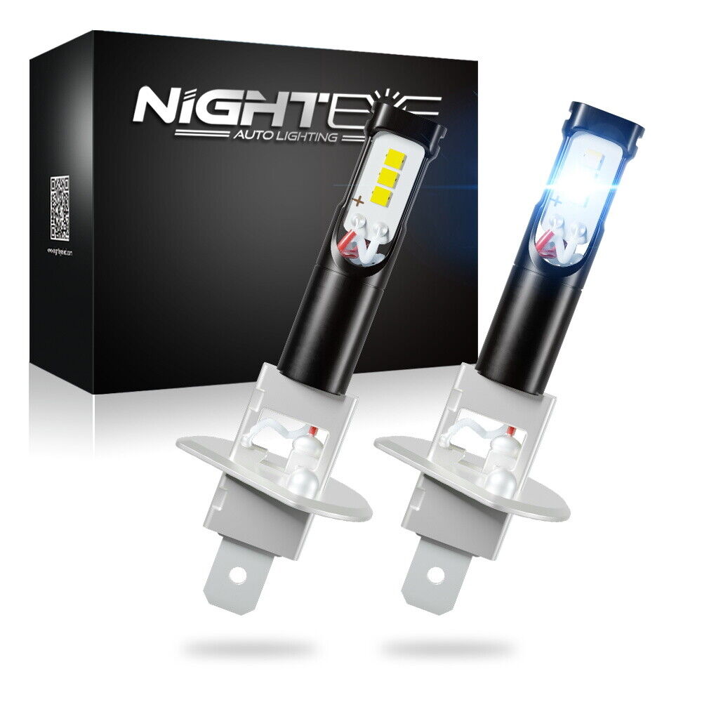 NIGHTEYE 2x H1 6000K Super White 160W 1600LM LED Headlight Bulbs Kit Fog Driving