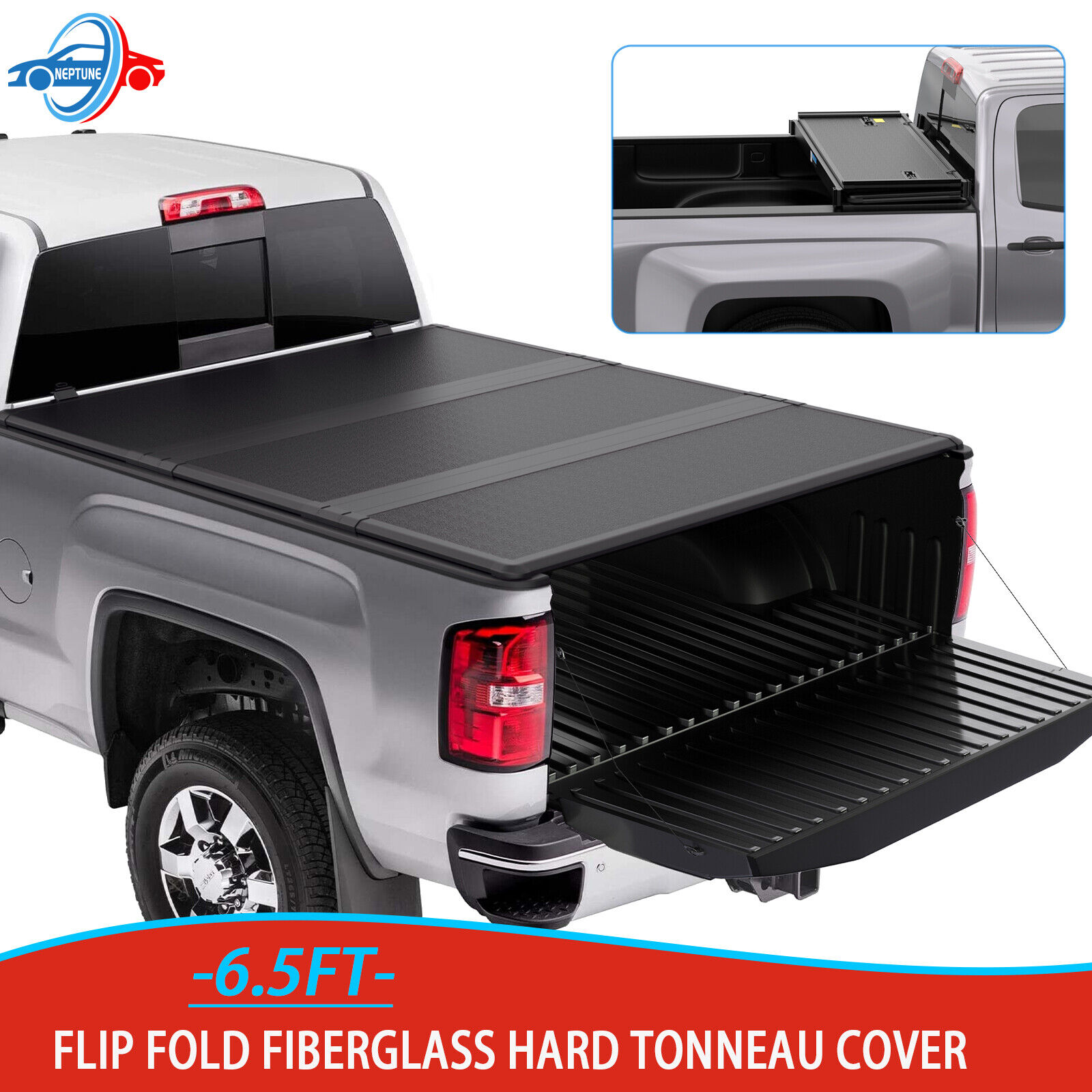 6.5ft Hard Truck Bed Tonneau Cover FRP For 2014-2019 Chevy Silverado GMC Sierra