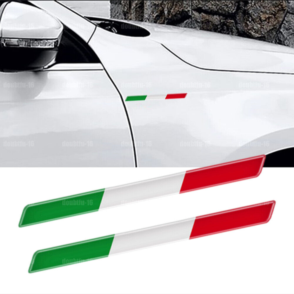 2pcs Car Sticker Italy 3D Flag Logo Decal Emblem Badge Accessories Trim Decor