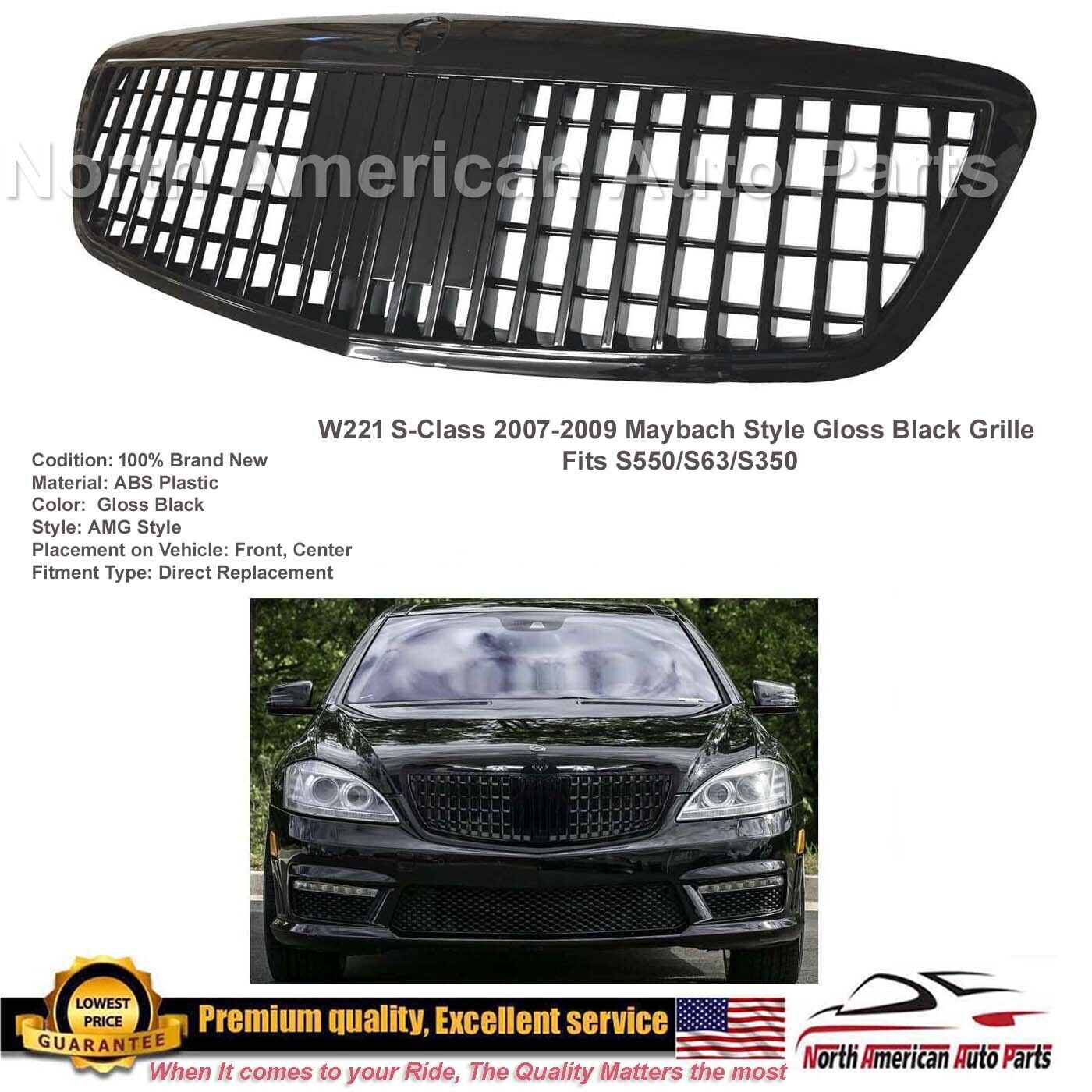 S-Class Maybach Style Grille S550 S63 S450 2007 2008 2009 All Black GT Luxury