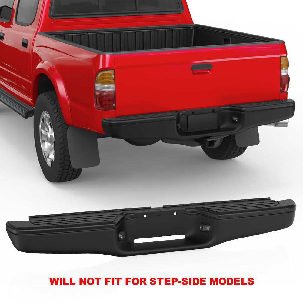 Black Rear Steel Step Bumper Assembly For 1995-2004 Toyota Tacoma Bolt On