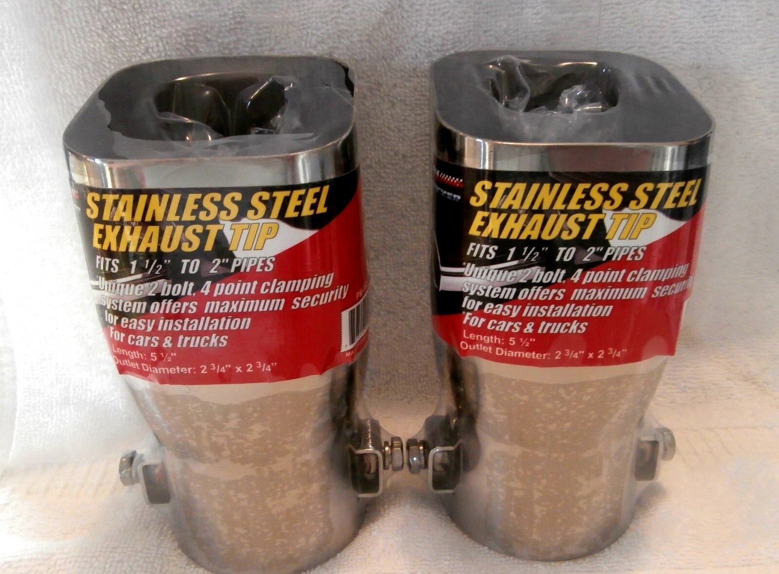 Pilot Automotive PM-580 Stainless Steel Exhaust Tips New Square Outlet One Pair 