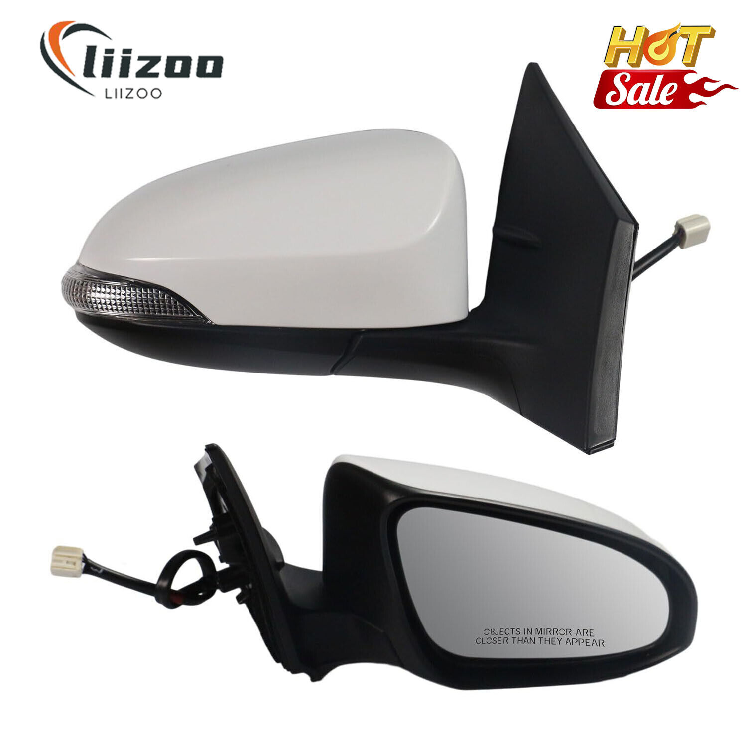 Pair Side Mirror for Toyota Corolla 2014-19 Power Heated Lamp Left & Right White