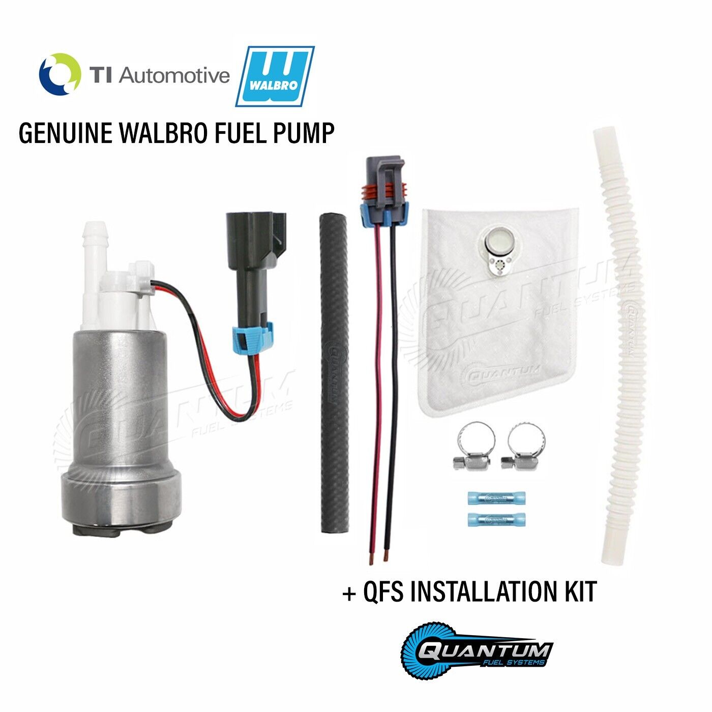 GENUINE WALBRO/TI F90000295 535LPH High Performance E85 Fuel Pump + QFS Kit