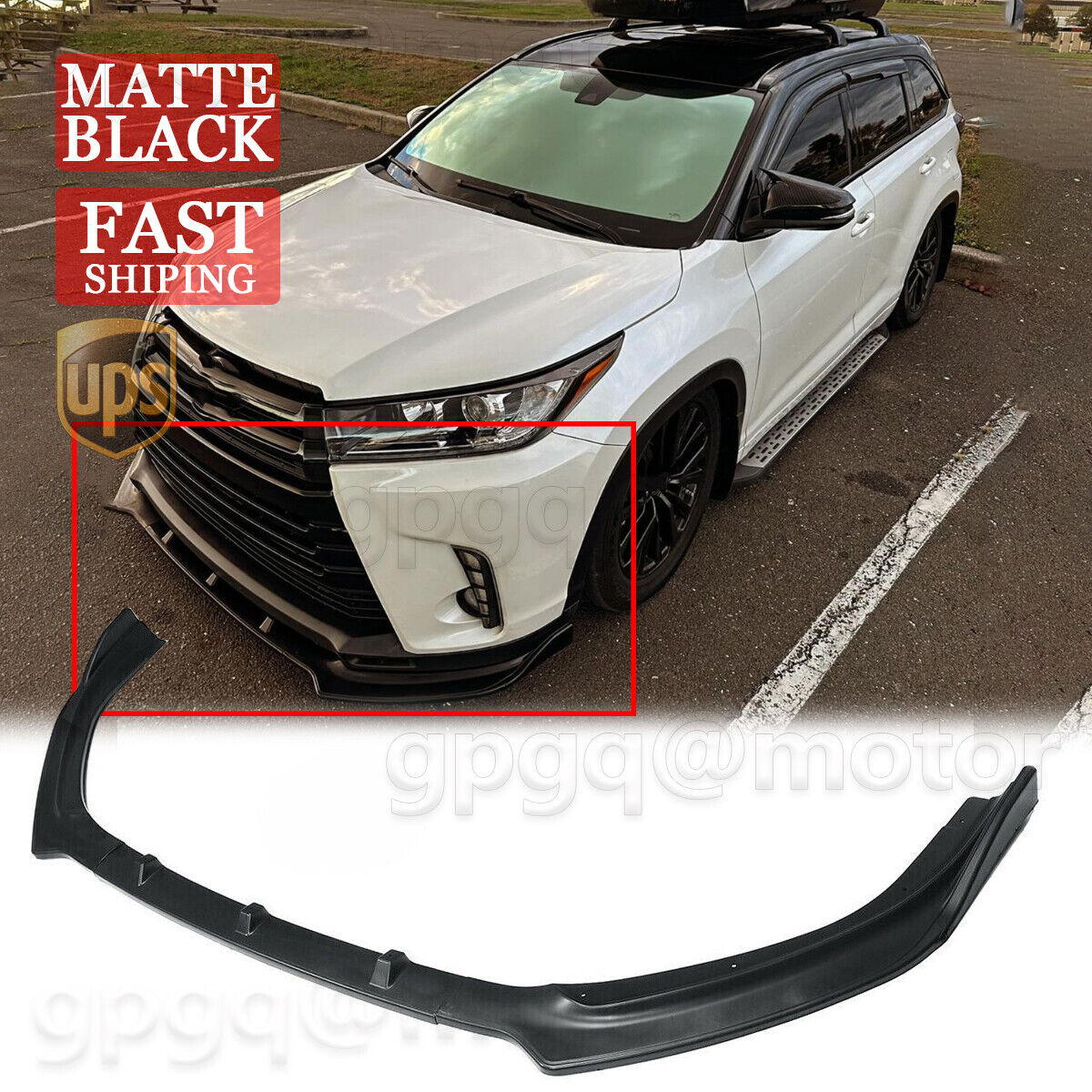 For Toyota Highlander 2017-2019 Matte Black Front Bumper Lip Spoiler Splitter