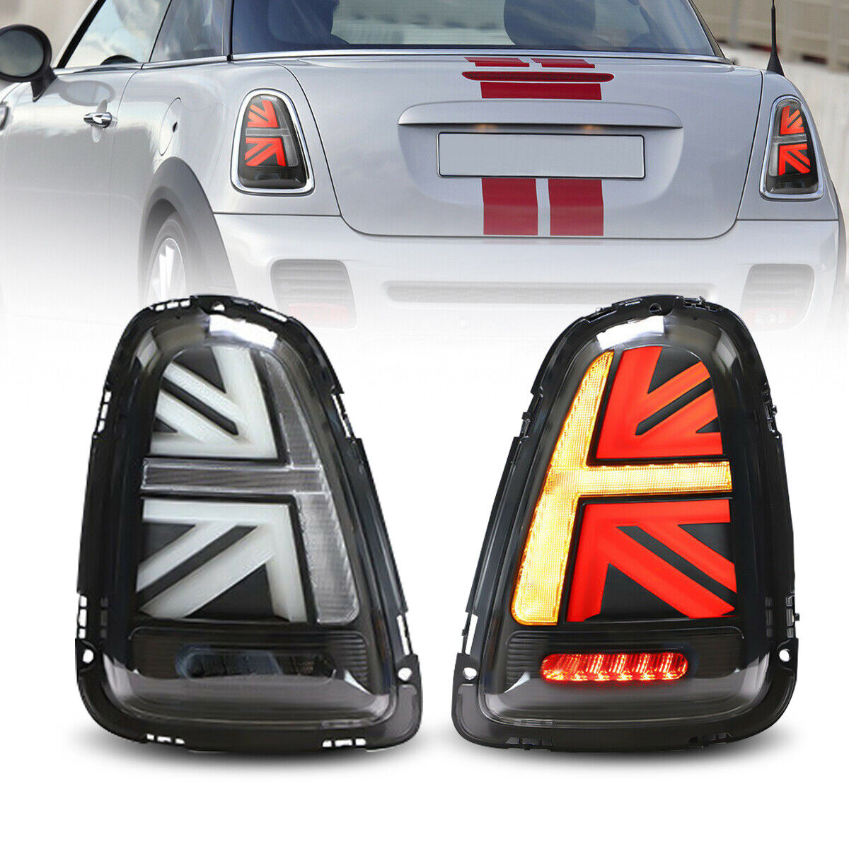 Pair Smoke LED Tail Lights Rear Assembly For 07-13 BMW Mini Cooper R55/56/57