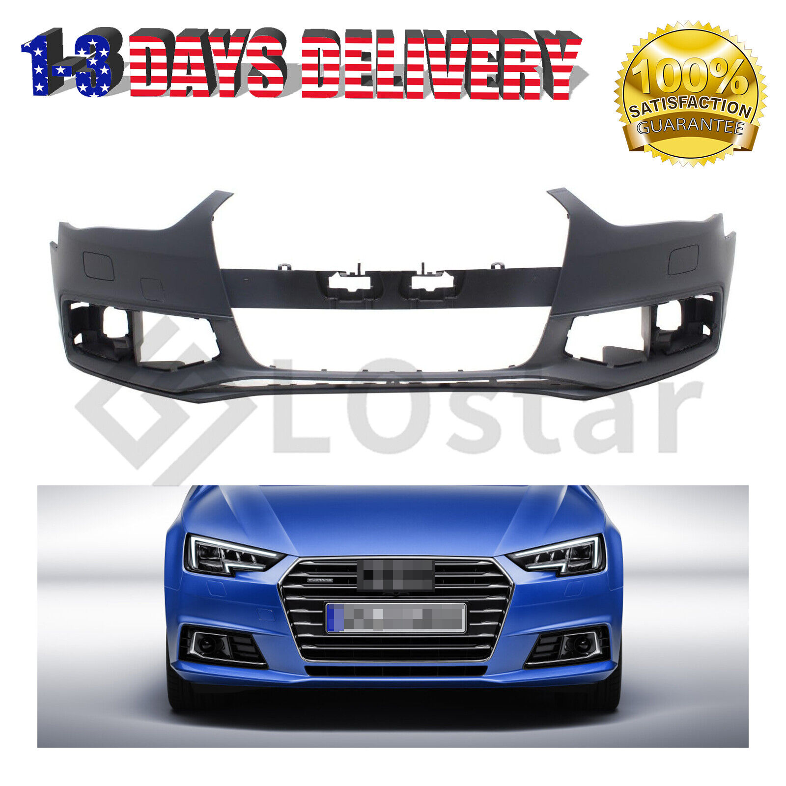 Front Bumper Cover Fits 2013-16 Audi A4/S4/A4 Quattro with S-Line Package Primed