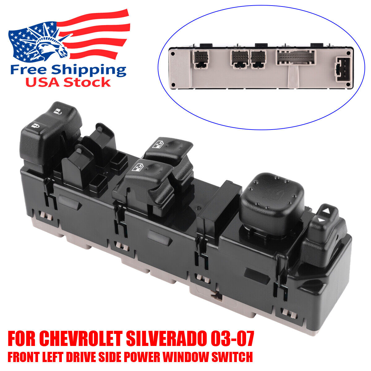 Pack of 1 for Chevy Silverado 03-07 Front Left Drive Side Power Window Switch