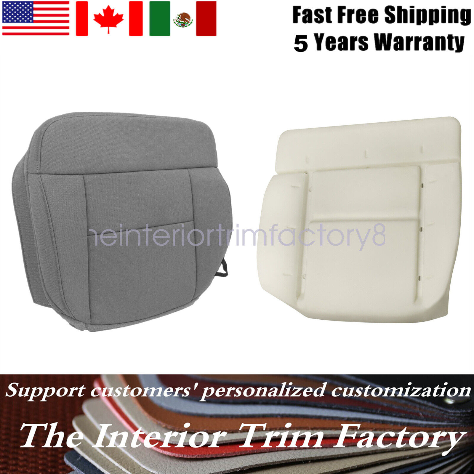 2004 2005 2006 07 08 Fits Ford F150 Driver Bottom Seat Cover & Foam Cushion Gray