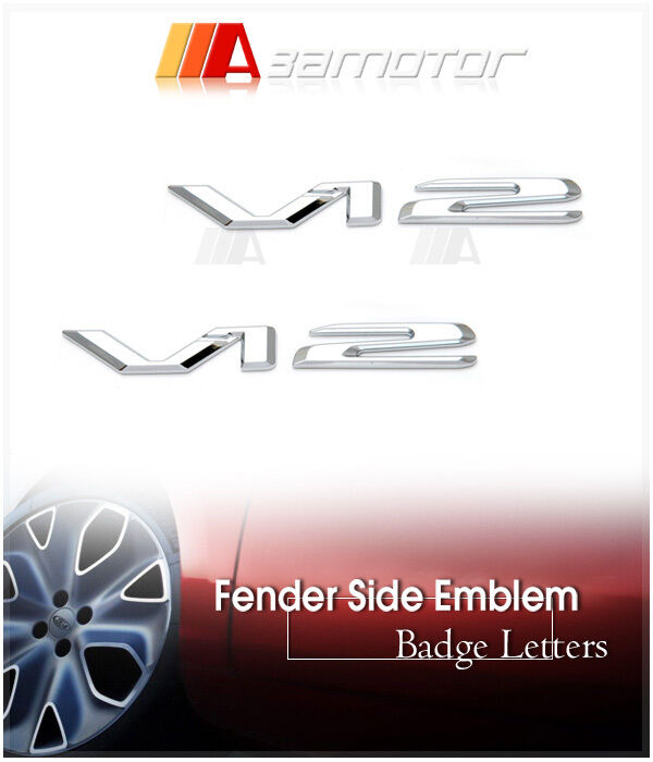 2x V12 Chrome Side Emblem Letters Badge Decal Letter fits Mercedes Benz S SL AMG