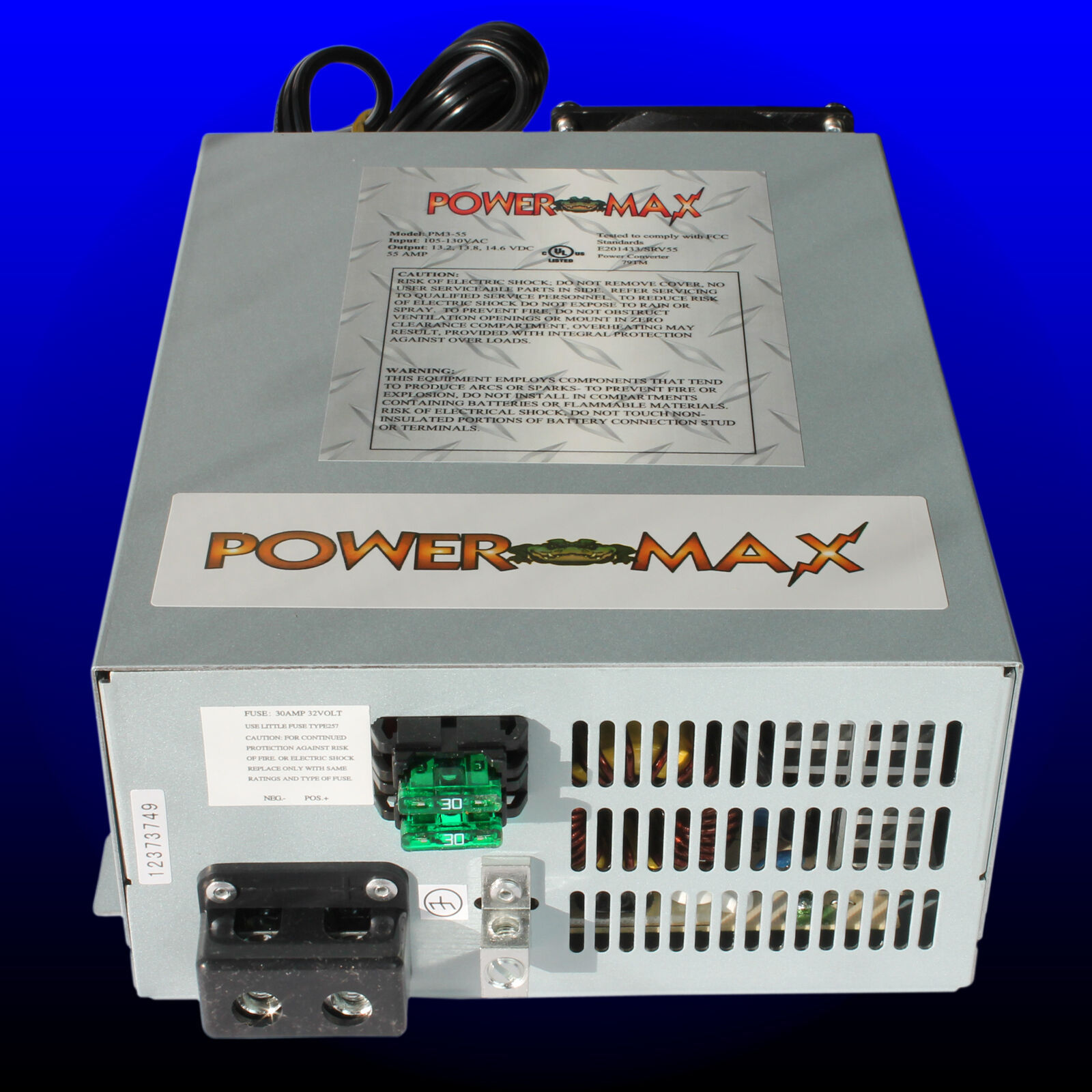 Power Max RV Converter Battery Charger PM3-55 AMP 120 V AC to 12 volt DC Supply