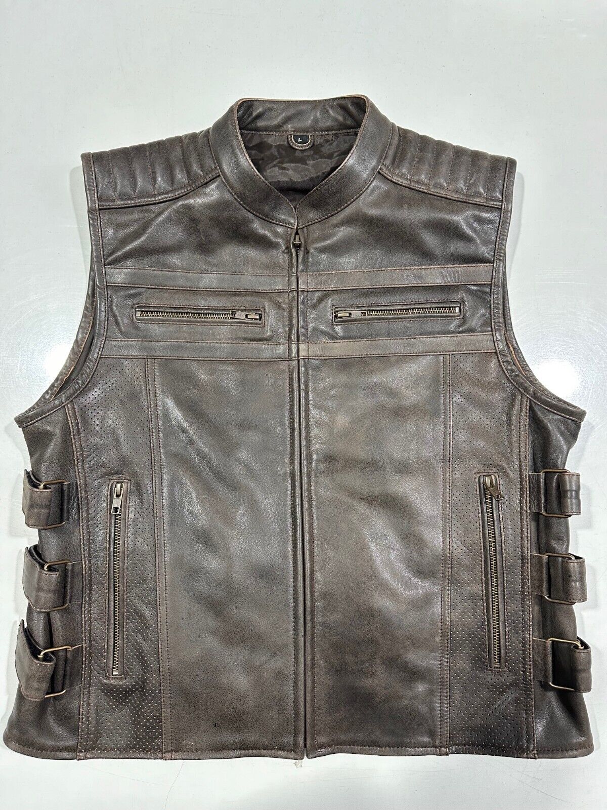 Custom vintage motorcycle leather vest