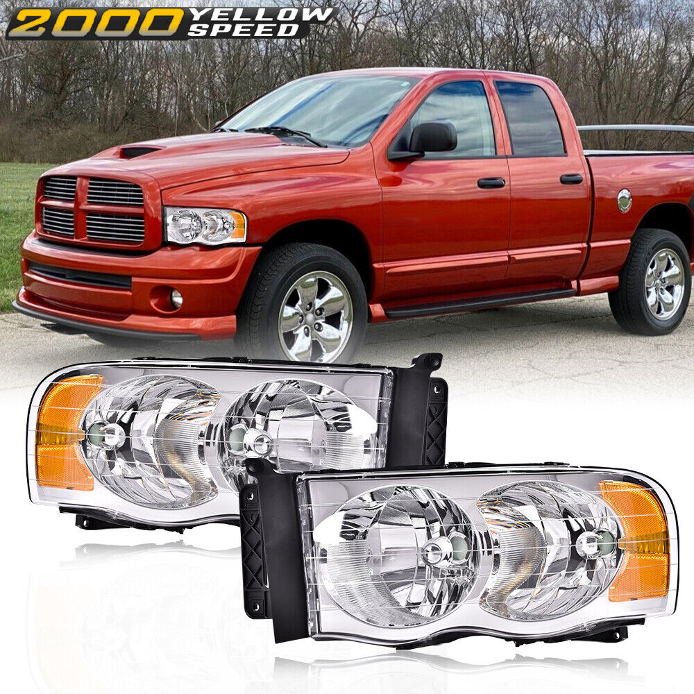 Fit For 2002-2005 Dodge Ram 1500 2500 3500 Clear Headlights Headlamps