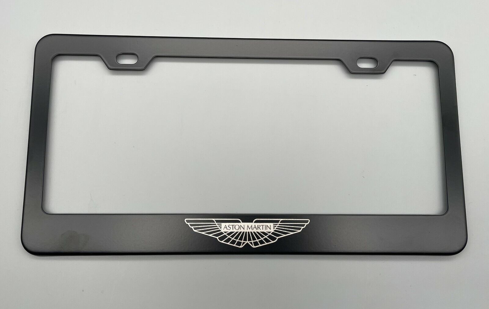 Aston Martin Logo Black License Plate Frame Stainless Steel with Laser Engraved 